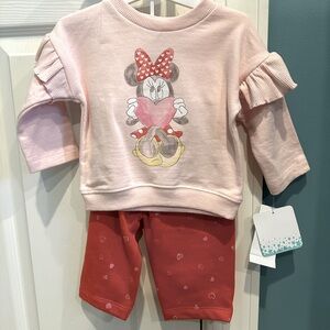 Adorable Minnie Mouse Heart Sweatshirt Set